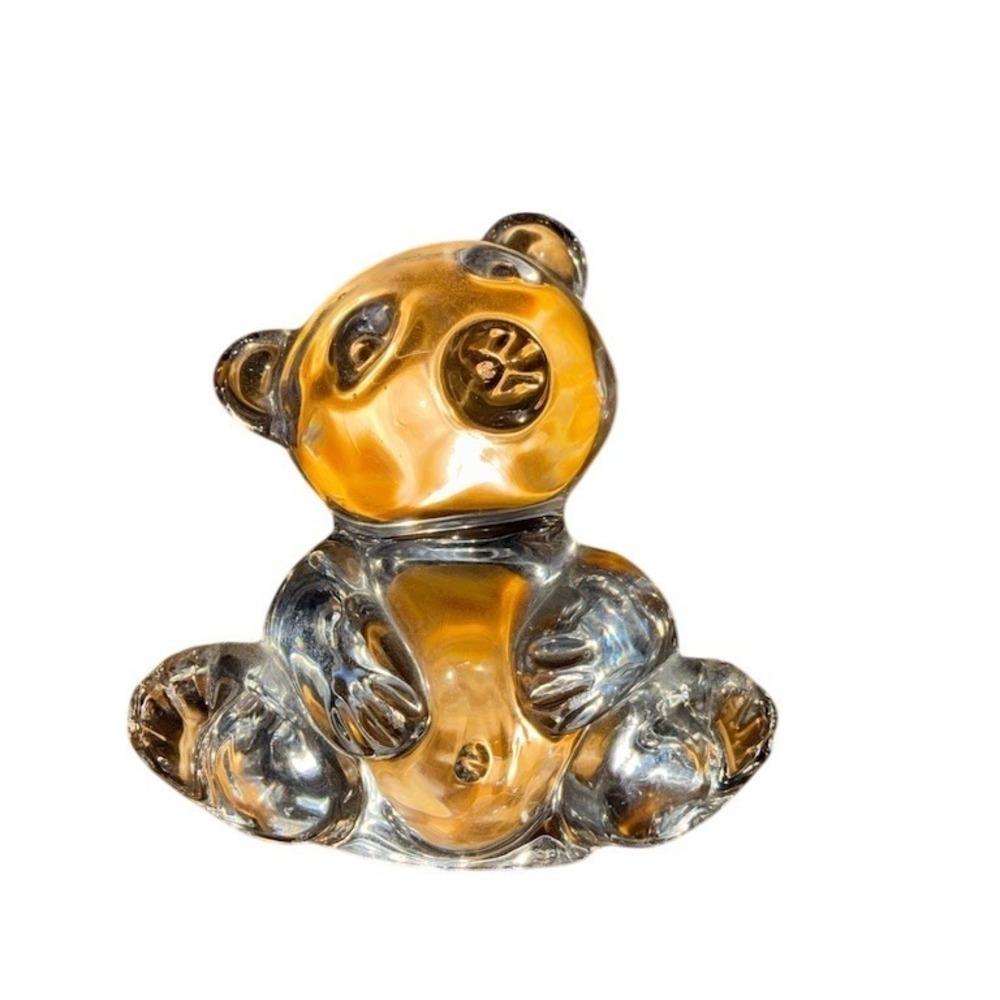 Vtg 24% Pbo Genuine Lead Crystal Glass Western Germany Teddy Bear Paperweight